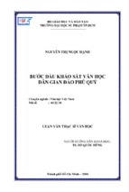 Luận văn thạc sĩ văn học bước đầu khảo sát văn học dân gian đảo phú quý