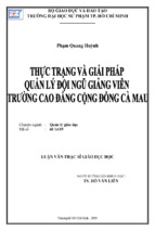 Thực trạng và giải pháp quản lý đội ngũ giảng viên trường cao đẳng cộng đồng cà mau