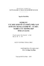 đánh giá các khu kinh tế cửa khẩu phía nam dưới góc độ địa lý kinh tế   xã hội   nghiên cứu trường hợp tỉnh an giang