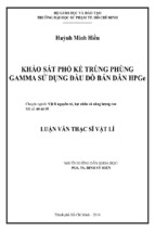 Khảo sát phổ kế trùng phùng gamma sử dụng đầu dò bán dẫn hpge