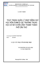 Thực trạng quản lý hoạt động dạy học môn toán ở các trường trung học cơ sở huyện vĩnh thạnh thành phố cần thơ