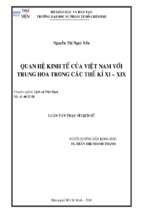 Quan hệ kinh tế của việt nam với trung hoa trong các thế kỷ xi   xix