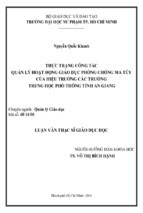 Thực trạng công tác quản lý hoạt động giáo dục phòng chống ma túy của hiệu trưởng các trường trung học phổ thông tỉnh an giang