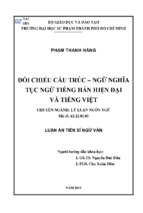 đối chiếu cấu trúc – ngữ nghĩa tục ngữ tiếng hán hiện đại và tiếng việt