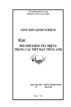 Sáng kiến kinh nghiệm  đổi mới kiểm tra miệng trong các tiết dạy tiếng anh