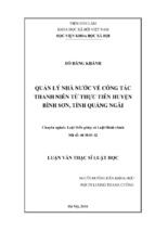 Quản lý Nhà nước về công tác thanh niên từ thực tiễn huyện Bình Sơn, tỉnh Quảng Ngãi