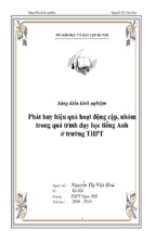 Sáng kiến kinh nghiệm  phát huy hiệu quả hoạt động cặp, nhóm trong quá trình dạy học tiếng anh ở trường thpt