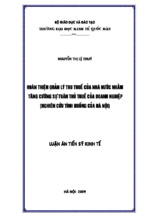 Hoàn thiện quản lý thu thuế của nhà nước nhằm tăng cường sự tuân thủ thuế của doanh nghiệp (nghiên cứu tình huống của hà nội)