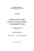 Một số giải pháp phát triển khu chế xuất và khu công nghiệp thành phố hồ chí minh đến năm 2020