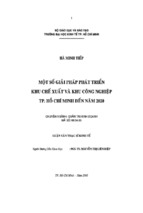 Một số giải pháp phát triển khu chế xuất và khu công nghiệp tp.hcm đến năm 2020