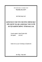 Kiểm soát chi vốn chương trình mục tiêu quốc gia qua kho bạc nhà nước krông bông, tỉnh đak lak