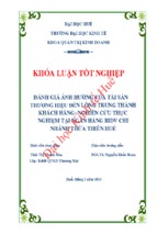 đánh giá ảnh hưởng của tài sản thương hiệu đến lòng trung thành khách hàng