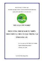 Phân vùng thích nghi tự nhiên theo thời vụ cho cây đậu phộng tại tỉnh long an
