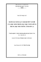 đánh giá năng lực giải quyết vấn đề của học sinh trong dạy học toán lớp 10 trung học phổ thông ở tỉnh sơn la