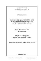 đánh giá hiệu quả một số mô hình nông lâm kết hợp trên địa bàn huyện mai sơn, tỉnh sơn la