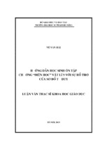 Hướng dẫn học sinh ôn tập chương điện học vật lí 9 với sự hỗ trợ của sơ đổ tư duy