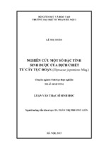 Nghiên cứu một số đặc tính sinh dược của dịch chiết từ cây tục đoạn (dipsacus japonicus miq.)