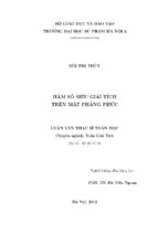 Hàm số siêu giải tích trên mặt phẳng phức