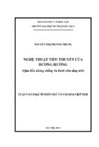 Nghệ thuật tiểu thuyết của dương hướng (qua bến không chồng và dưới chín tầng trời)