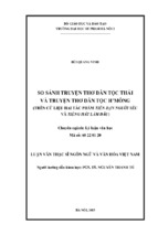 So sánh truyện thơ dân tộc thái và truyện thơ dân tộc h'mông (trên cứ liệu hai tác phẩm tiễn dặn người yêu và tiếng hát làm dâu)