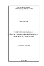 Nghiên cứu một số kỹ thuật nâng cao chất lượng ảnh y tế và ứng dụng trong bệnh viện 74 trung ươn