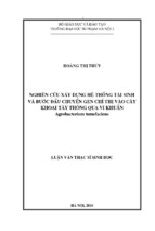 Nghiên cứu xây dựng hệ thống tái sinh và bước đầu chuyển gen chỉ thị vào cây khoai tây thông qua vi khuẩn agrobacterium tu mefaciens