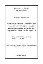 Nghiên cứu nhân tố ảnh hưởng đến nhu cầu vốn lưu động của các doanh nghiệp được niêm yết trên thị trường chứng khoán việt nam