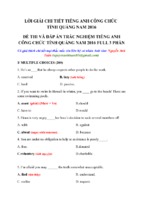[Free] Đề Thi + Đáp Án Tiếng Anh Công Chức Tỉnh Quảng Nam 2016