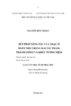 Bút pháp sáng tác của nhạc sĩ doãn nho trong hai tác phẩm thánh gióng và khúc tưởng niệm