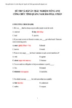 Đề thi và đáp án trắc nghiệm tiếng anh công chức tỉnh quảng nam 2016 full 3 phần (trắc nghiệm + đọc hiểu + điền từ) giải chi tiết
