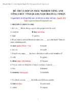 Đề Thi + Đáp Án Tiếng Anh Công Chức Tỉnh Quảng Nam 2016 Full 3 Phần (trắc nghiệm + đọc hiểu + điền từ) - 84 Trang (Sau khi tải về nếu bị lỗi hiển thị chữ, các b vui lòng mở file pdf bằng trình duyệt nha)