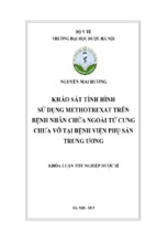 Khảo sát tình hình  sử dụng methotrexat trên bệnh nhân chửa ngoài tử cung chưa vỡ tại bệnh viện phụ sản trung ương 