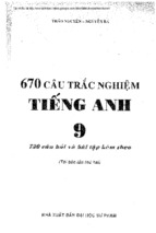 (NEW) 670 CÂU TRẮC NGHIỆM TIẾNG ANH 9 (CỰC HAY)