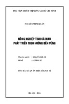 Nông nghiệp tỉnh cà mau phát triển theo hướng bền vững