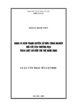 Hành vi xâm phạm quyền sở hữu công nghiệp đối với tên thương mại theo luật sở hữu trí tuệ năm 2005