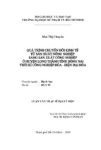 Quá trình chuyển đổi kinh tế từ sản xuất nông nghiệp sang sản xuất công nghiệp ở huyện long thành tỉnh đồng nai thời kỳ công nghiệp hóa   hiện đại hóa