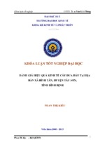 đánh giá hiệu quả kinh tế cây dưa hấu tại địa bàn xã bình tân, huyện tây sơn, tỉnh bình định