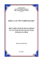 Phát triển kinh tế hộ gia đình ở xã tân ninh, huyện quảng ninh, tỉnh quảng bình