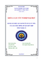 đánh giá hiệu quả kinh tế sản xuất mía của xã châu đình huyện quỳ hợp, tỉnh nghệ an