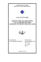 Đánh giá hiệu quả hoạt động câu lạc bộ khuyến nông tại huyện tân phước tỉnh Tiền Giang