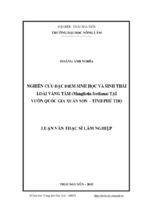 Nghiên cứu đặc điểm sinh học và sinh thái loài vàng tâm (manglietia fordiana) tại vườn quốc gia xuân sơn, tỉnh phú thọ