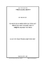 Vận dụng quan điểm tiếp cận năng lực trong dạy học giáo dục ở trường đại học tân trào