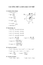 Các công thức lượng giác cần ghi nhớ lớp 12