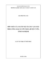 Hôn nhân của người việt ở làng vạn chài theo công giáo xã yên nhân, huyện ý yên, tỉnh nam định