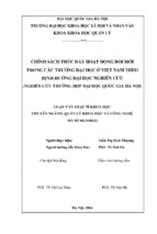 Chính sách thúc đẩy hoạt động đổi mới trong các trường đại học ở việt nam theo định hướng đại học nghiên cứu (nghiên cứu trường hợp đại học quốc gia hà nội)