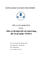 Điều tra độ nhận biết của khách hàng đối với mỹ phẩm POND’S