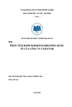Đề tài Phân tích kinh nghiệm marketing quốc tế của công ty unilever