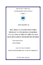 THỰC TRẠNG VÀ GIẢI PHÁP HOÀN THIỆN TRÌNH BÀY VÀ CÔNG BỐ BÁO CÁO BỘ PHẬN CỦA CÁC CÔNG TY NIÊM YẾT TRÊN SÀN GIAO DỊCH CHỨNG KHOÁN THÀNH PHỐ HỒ CHÍ MINH