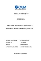 Research anout job satisfaction at hau giang pharmaceutical (vietnam) 