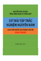 337 câu trắc nghiệm nguyên hàm 